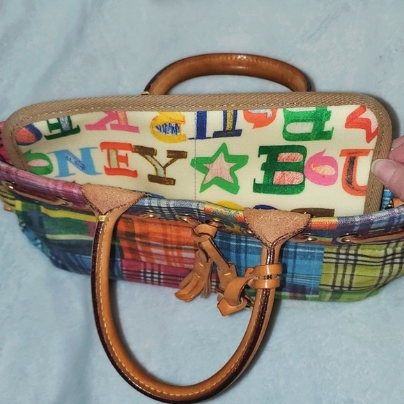 Dooney & Bourke Madras Plaid Picnic Ants Satchel - Picture 11 of 16